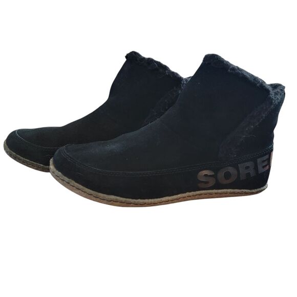 Sorel NAKISKA Black Bootie Women's Slipper size 9.5 - Picture 1 of 9